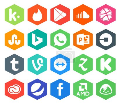 Ilustración de 20 Paquete de iconos de redes sociales Incluyendo teamviewer. tumblr. tropezar con. Conductor. uber - Imagen libre de derechos