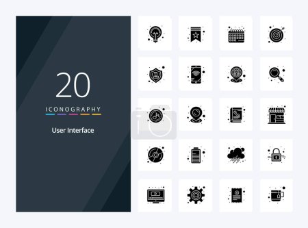 Téléchargez les illustrations : 20 Interface utilisateur Icône Glyphe solide pour la présentation - en licence libre de droit