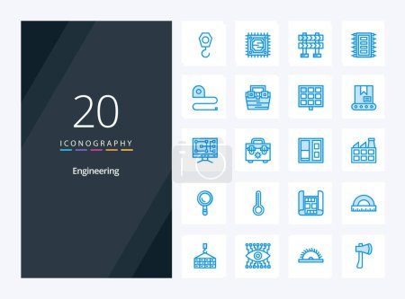 Illustration for 20 Engineering Blue Color icon for presentation - Royalty Free Image
