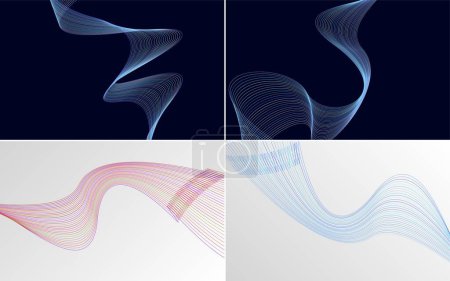 Téléchargez les illustrations : Pack de fond vectoriel abstrait courbe d'onde moderne pour un design élégant et moderne - en licence libre de droit