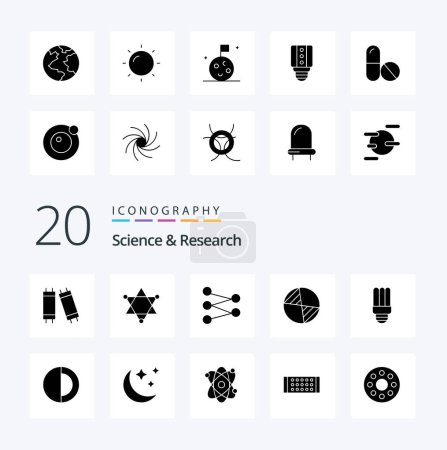 Illustration for 20 Science Solid Glyph icon Pack like moon sun gravity structure science - Royalty Free Image