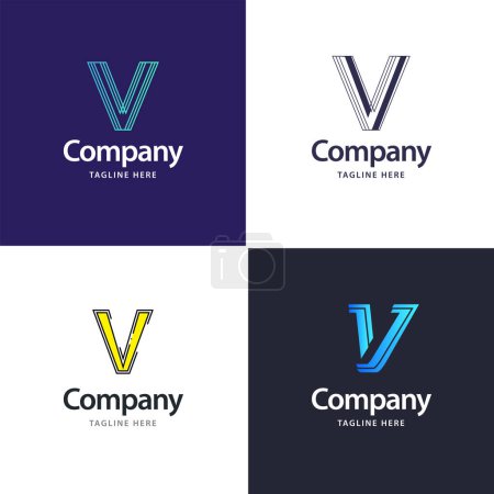 Illustration for Letter V Big Logo Pack Design Creative Modern logos design for your business - Royalty Free Image