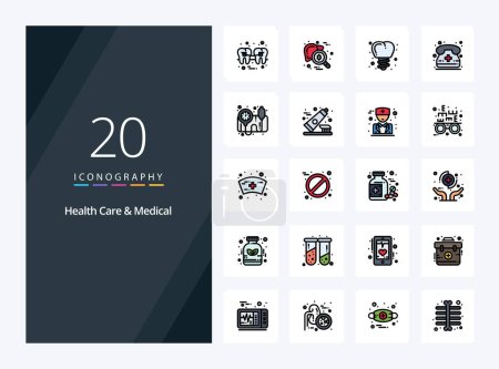 Illustration for 20 Health Care And Medical line Filled icon for presentation - Royalty Free Image