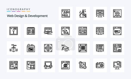 Illustration for 25 Web Design And Development Line icon pack - Royalty Free Image
