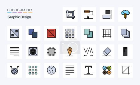 Téléchargez les illustrations : Pack d'icônes Design Line Filled Style 25 - en licence libre de droit