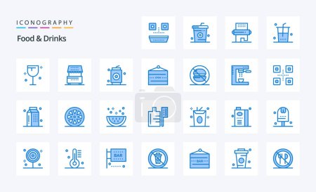 Illustration for 25 Food  Drinks Blue icon pack - Royalty Free Image