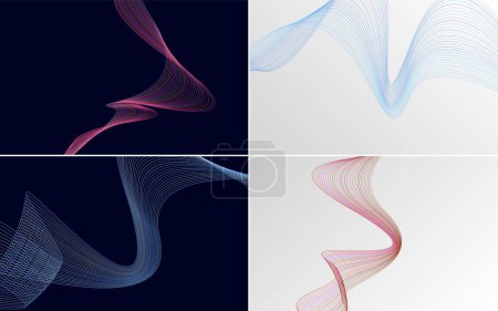 Téléchargez les illustrations : Pack de fond vectoriel abstrait courbe ondulée pour un design élégant et moderne - en licence libre de droit