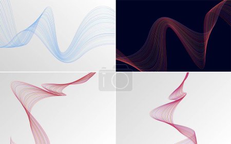 Téléchargez les illustrations : Pack de fond vectoriel abstrait courbe ondulée pour un design contemporain et élégant - en licence libre de droit