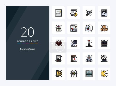 Illustration for 20 Arcade line Filled icon for presentation - Royalty Free Image