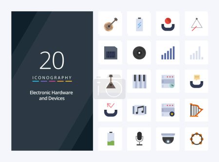 Ilustración de 20 Dispositivos de color plano icono para la presentación - Imagen libre de derechos