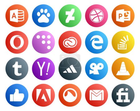 Illustration for 20 Social Media Icon Pack Including search. tumblr. cc. overflow. question - Royalty Free Image