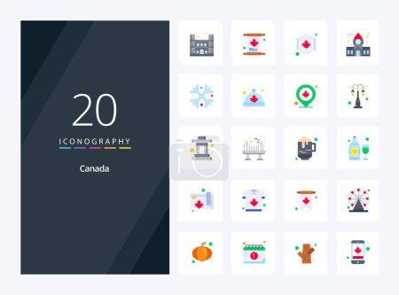 Illustration for 20 Canada Flat Color icon for presentation - Royalty Free Image