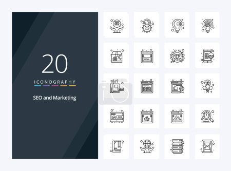 Illustration for 20 Seo Outline icon for presentation - Royalty Free Image