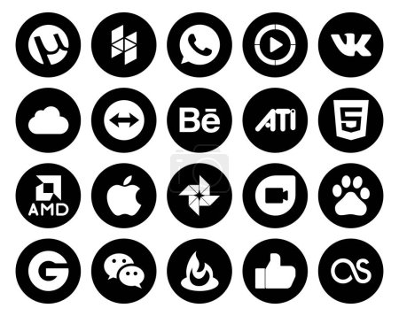 Ilustración de 20 Paquete de iconos de redes sociales incluyendo wechat. baidu. ¡Behance! google duo. manzana - Imagen libre de derechos