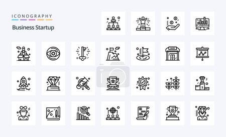 Téléchargez les illustrations : Pack icône 25 Business Startup Line - en licence libre de droit
