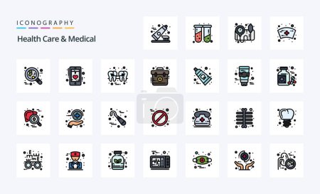 Illustration for 25 Health Care And Medical Line Filled Style icon pack - Royalty Free Image