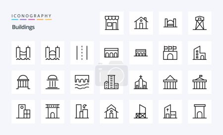 Illustration for 25 Buildings Line icon pack - Royalty Free Image