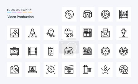 Ilustración de 25 Línea de producción de vídeo icono pack - Imagen libre de derechos
