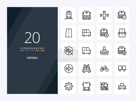 Illustration for 20 Vehicles Outline icon for presentation - Royalty Free Image