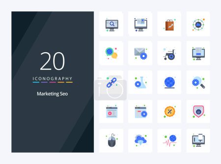Ilustración de 20 Icono de Marketing Seo Flat Color para presentación - Imagen libre de derechos