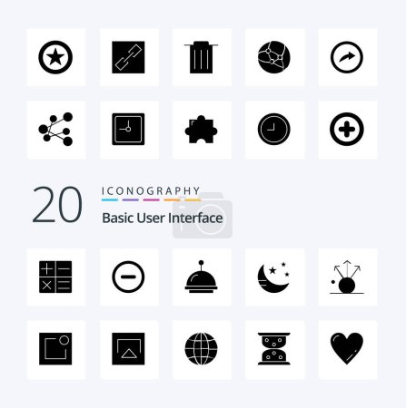 Ilustración de 20 Básico icono de glifo sólido Paquete como la actividad de notificación modo de conexión compartida - Imagen libre de derechos
