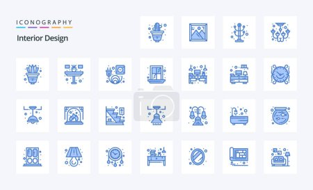 Téléchargez les illustrations : Pack icône 25 Design d'intérieur Bleu - en licence libre de droit