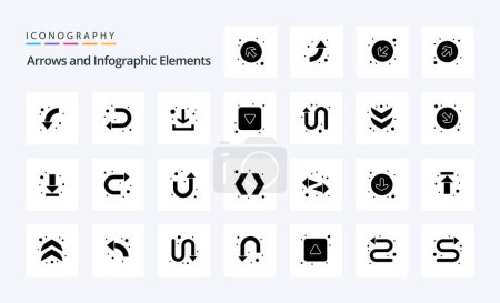 Illustration for 25 Arrow Solid Glyph icon pack - Royalty Free Image