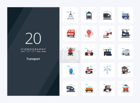 Illustration for 20 Transport Flat Color icon for presentation - Royalty Free Image