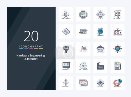 Ilustración de 20 Ingeniería de hardware y línea de Internet Icono lleno para la presentación - Imagen libre de derechos