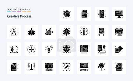 Illustration for 25 Creative Process Solid Glyph icon pack - Royalty Free Image