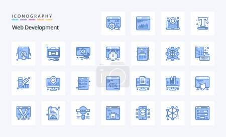 Ilustración de 25 Desarrollo Web Paquete icono azul - Imagen libre de derechos