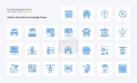 Illustration for 25 Modern Education And Knowledge Power Blue icon pack - Royalty Free Image