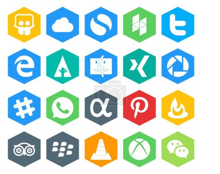 Ilustración de 20 Paquete de iconos de redes sociales Incluyendo tripadvisor. pinterest. Buscador. red de aplicación. chat - Imagen libre de derechos