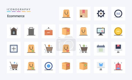 Illustration for 25 Ecommerce Flat color icon pack - Royalty Free Image