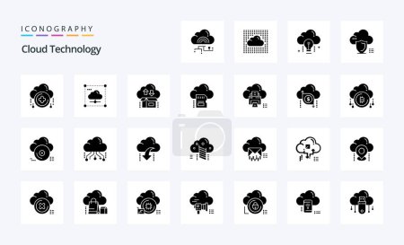 Ilustración de Paquete de iconos de glifos sólidos de tecnología de nube 25 - Imagen libre de derechos