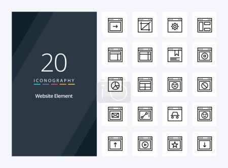 Ilustración de 20 Elemento del sitio web Icono de esquema para la presentación - Imagen libre de derechos