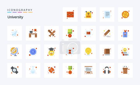 Ilustración de 25 Paquete de iconos de color plano universitario - Imagen libre de derechos