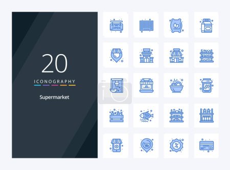 Illustration for 20 Supermarket Blue Color icon for presentation - Royalty Free Image