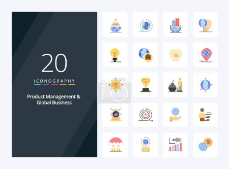 Illustration for 20 Product Managment And Global Business Flat Color icon for presentation - Royalty Free Image