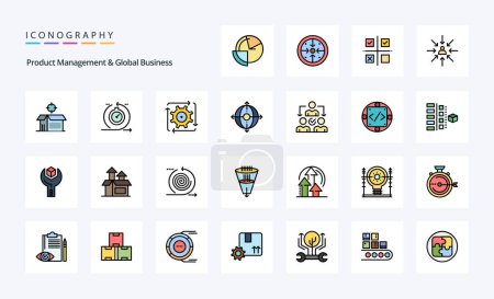 Illustration for 25 Product Managment And Global Business Line Filled Style icon pack - Royalty Free Image
