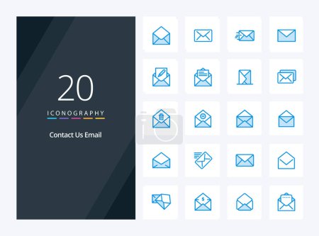 Ilustración de 20 icono de color azul de correo electrónico para la presentación - Imagen libre de derechos