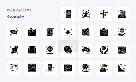 Illustration for 25 Geo Graphy Solid Glyph icon pack - Royalty Free Image