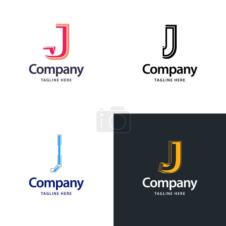 Téléchargez les illustrations : Lettre J Big Logo Pack Design Creative Design de logos modernes pour votre entreprise - en licence libre de droit