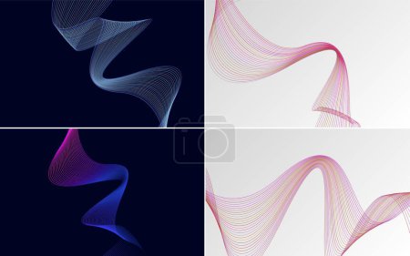 Illustration for Set of 4 vector line backgrounds to add a touch of elegance to your designs - Royalty Free Image