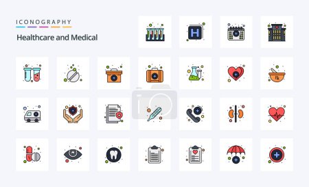 Téléchargez les illustrations : Pack d'icônes de style rempli de ligne médicale 25 - en licence libre de droit