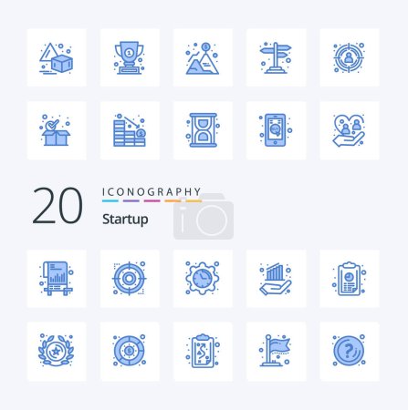 Ilustración de 20 Icono de color azul de inicio Paquete como gráfico de finanzas de ajuste de mano analítica - Imagen libre de derechos