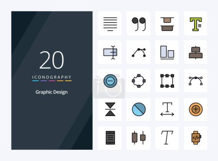 Illustration for 20 Design line Filled icon for presentation - Royalty Free Image