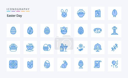 Téléchargez les illustrations : Pack icône bleu de Pâques 25 - en licence libre de droit