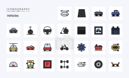 Illustration for 25 Vehicles Line Filled Style icon pack - Royalty Free Image