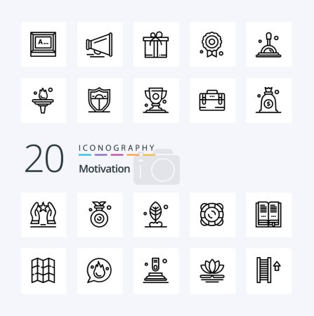 Illustration for 20 Motivation Line icon Pack like education float won support protection - Royalty Free Image